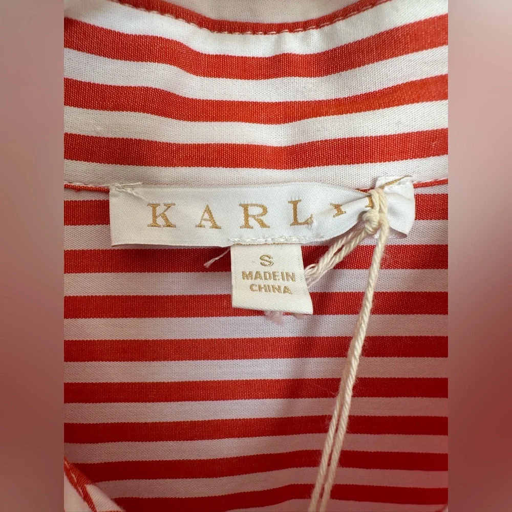 NWT KARLIE stripe poplin pocket maxi shirt‎ dress in red Small - Picture 9 of 16